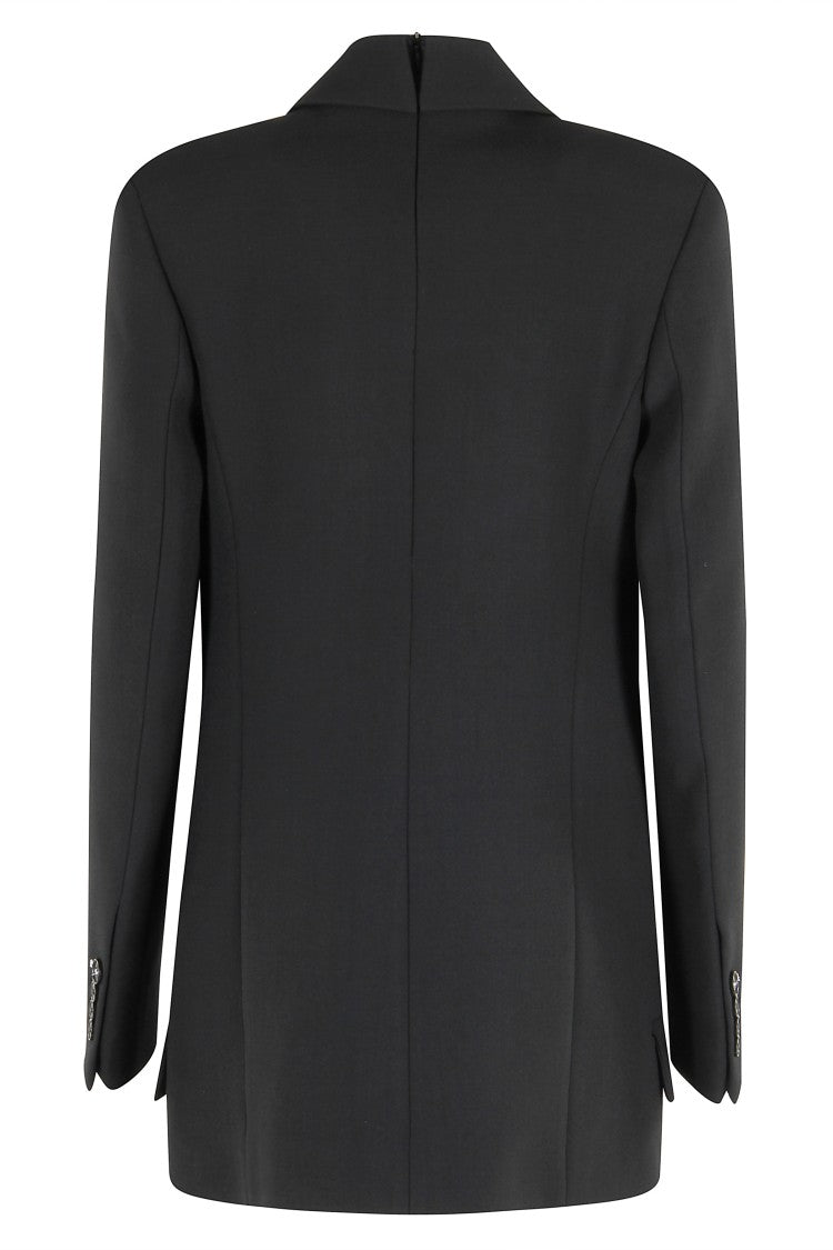 Victoria Beckham Lapel Detail Elongated Jacket With Structured Silhouette