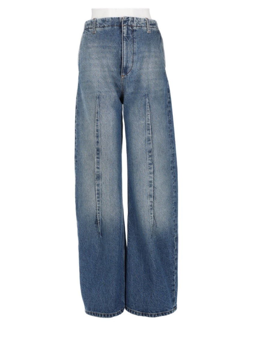 Mm6 By Maison Margiela Wide-Leg Denim Trousers With Vertical Seams And Belt Loops