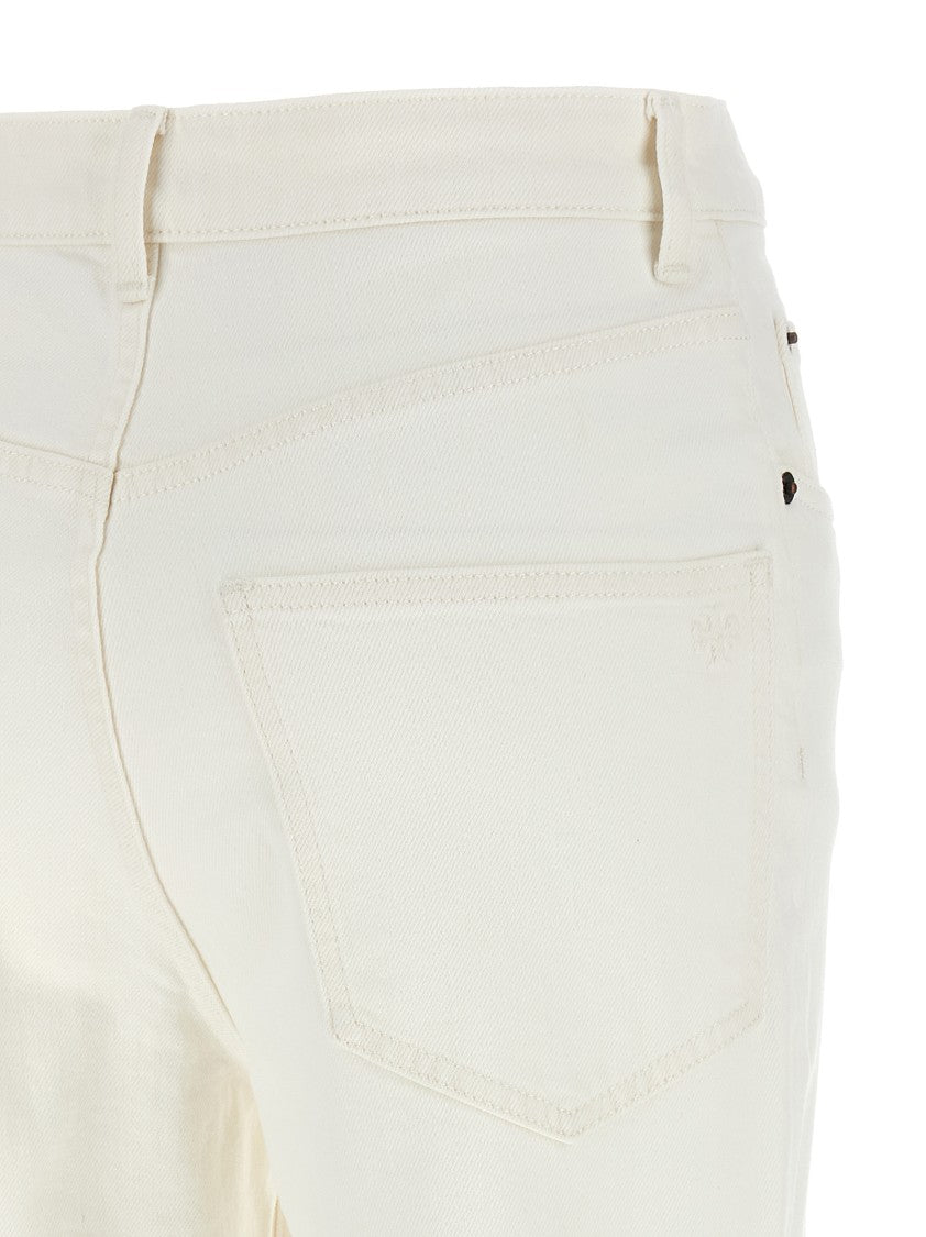 Tory Burch Cropped Denim Jeans With Flared Leg