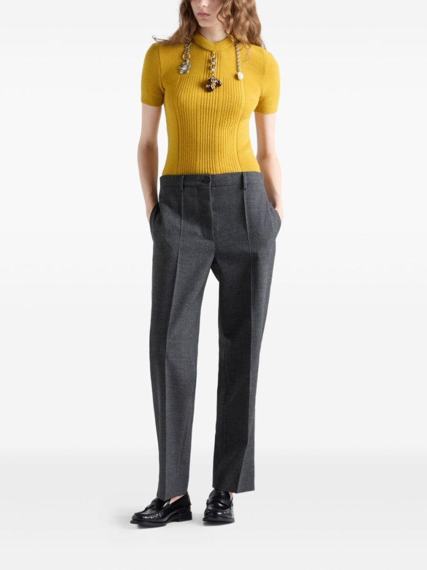 Prada Tailored Straight-Leg Trousers With Mid-Rise Waist