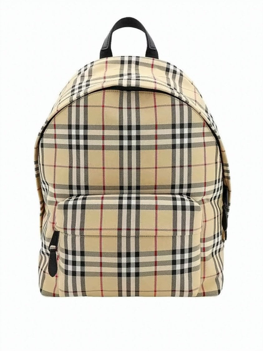 Burberry Classic Check Pattern Backpack With Calfskin Accents