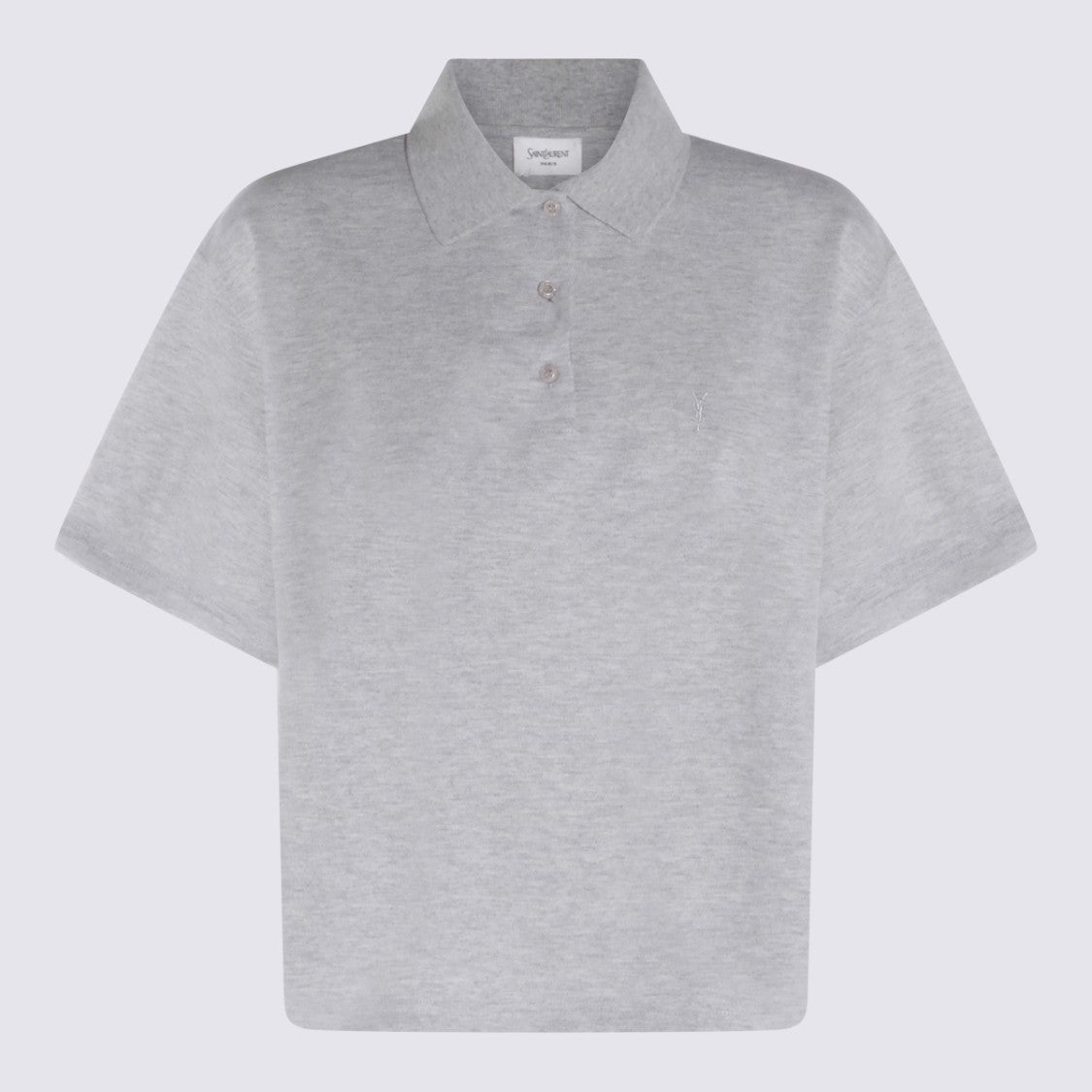 Saint Laurent Grey Cotton Polo Shirt