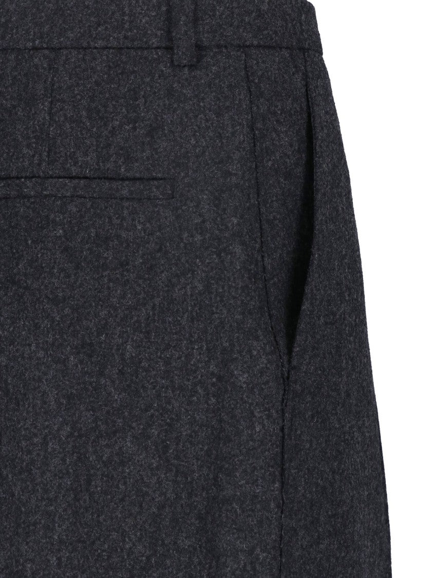 Jil Sander Gray High-Waisted Straight-Leg Wool Pants