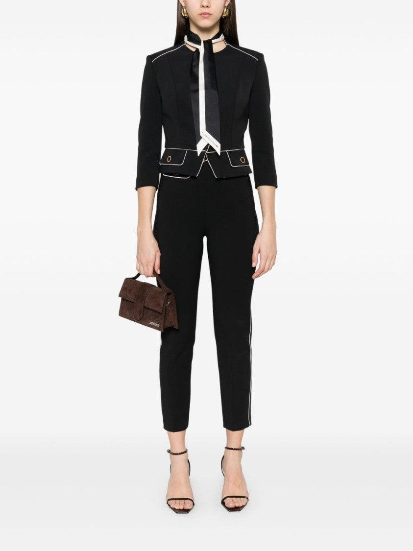 Elisabetta Franchi Tailored Black Trousers With Piped-Trim Detailing
