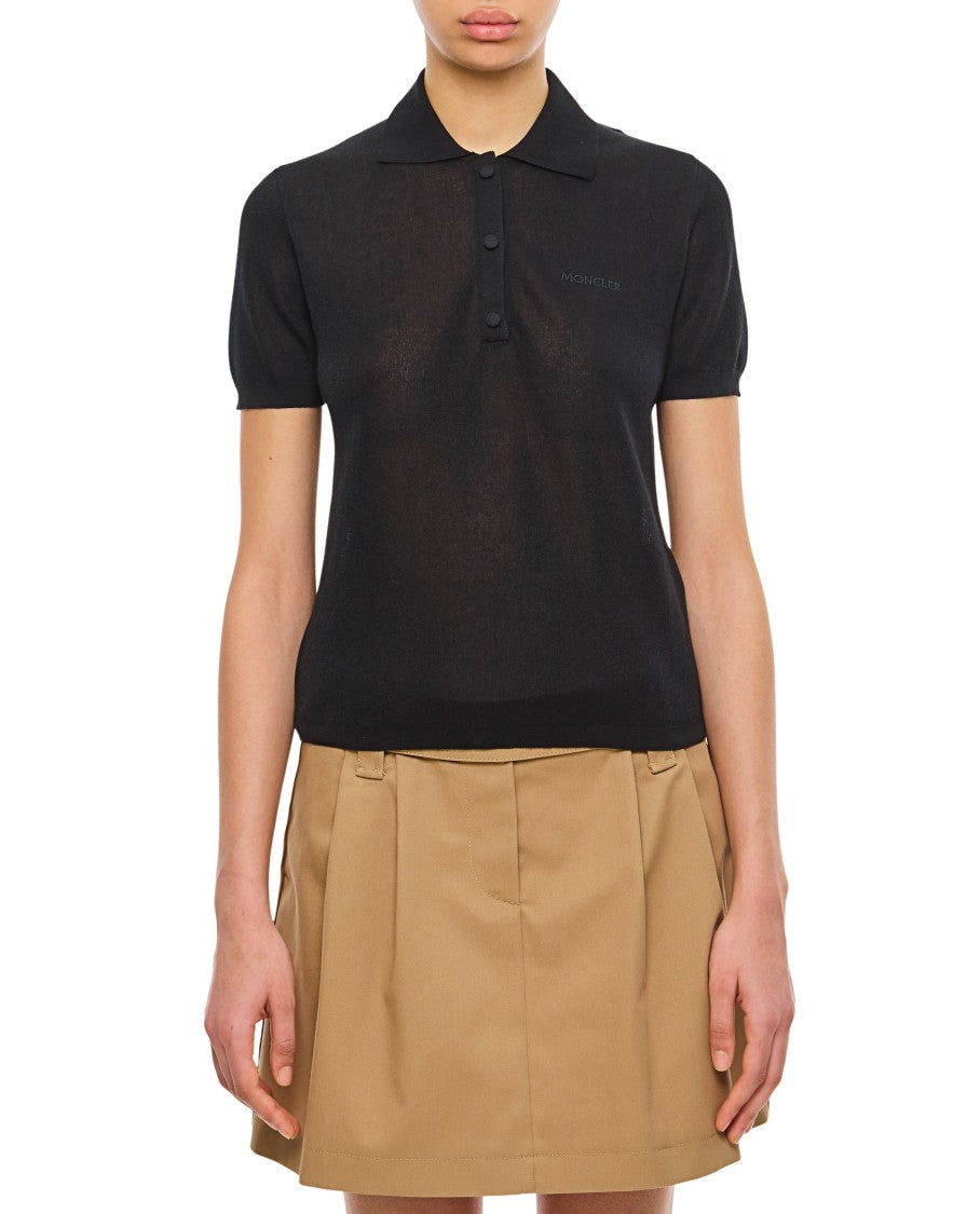 Moncler Semi-Transparent Black Polo Shirt