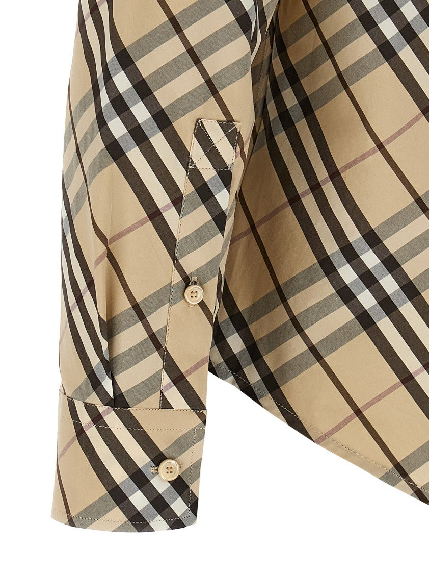 Burberry Check-Print Cotton Poplin Shirt With Classic Collar