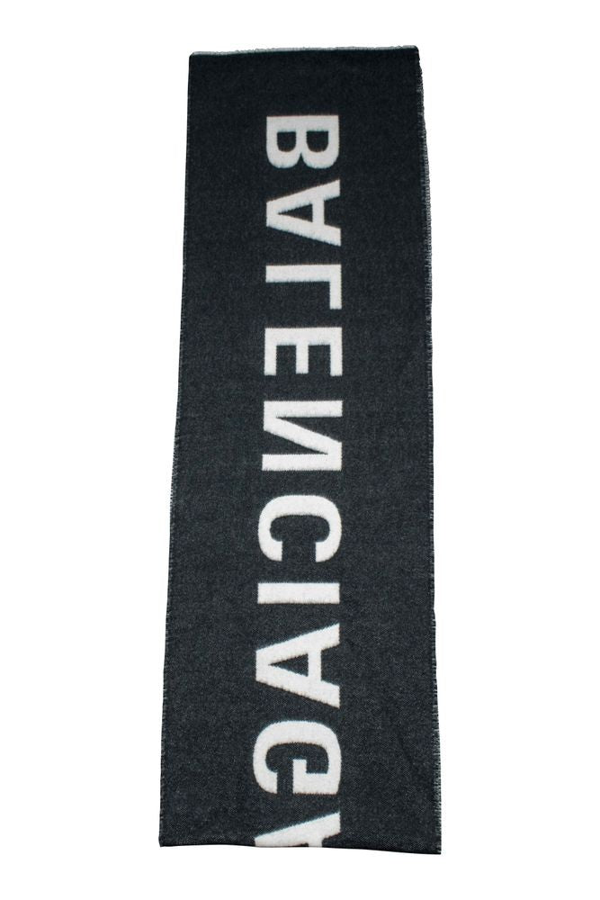 Balenciaga Reversible Two-Tone Macro Scarf With Contrasting Logo