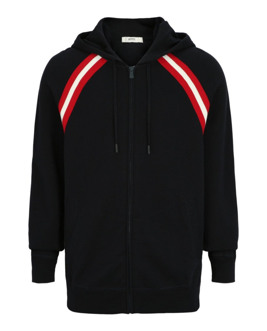 Bally Cotton Knit Lounge Hoodie With Grosgrain Tape Accents
