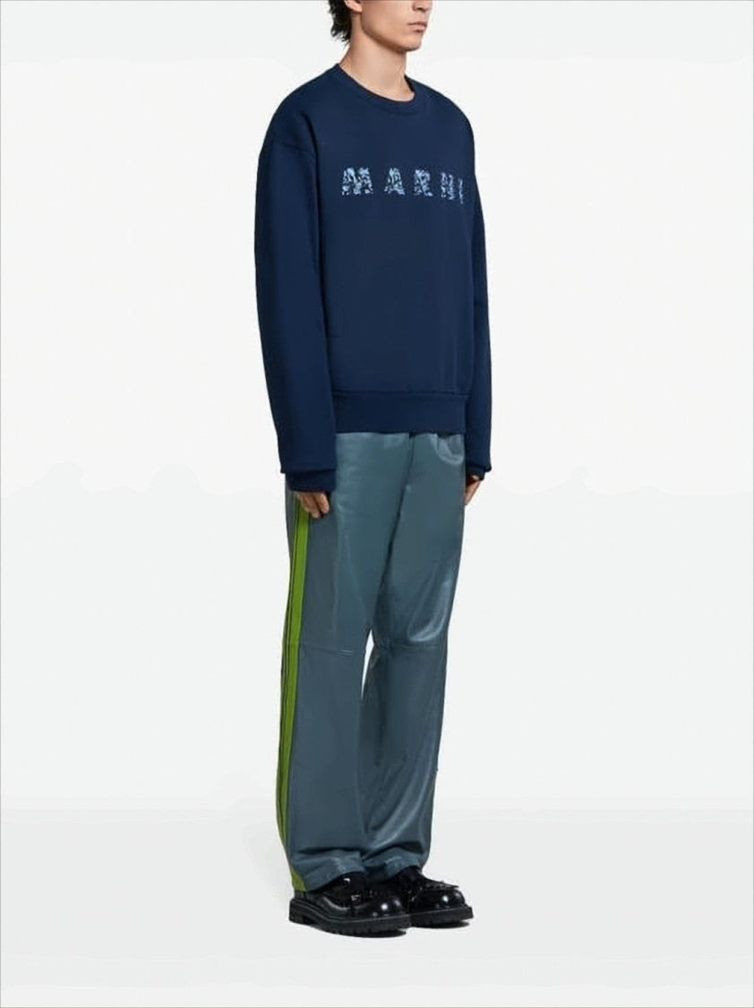 Marni Long-Sleeve Cotton Sweatshirt With Floral Logo Design