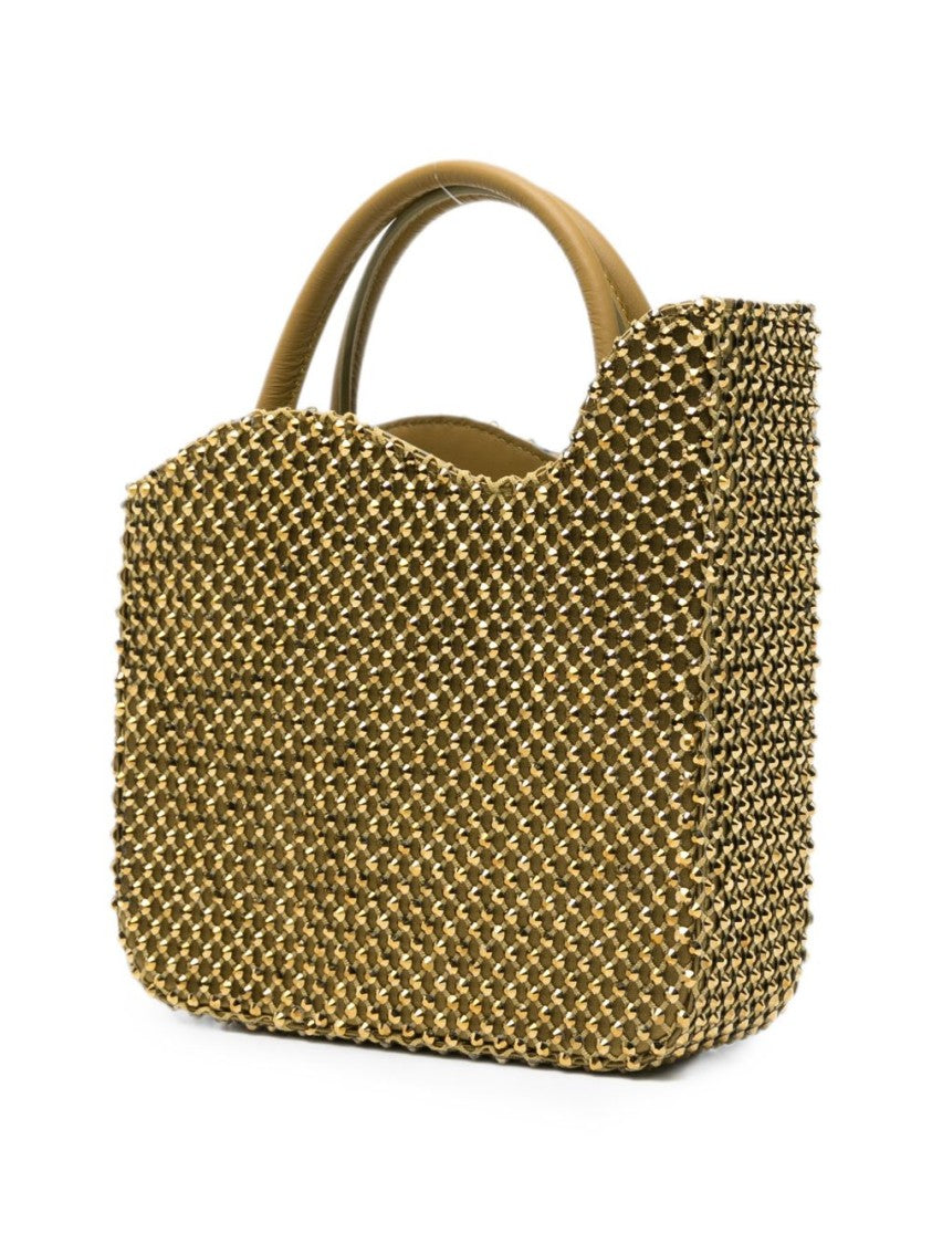 Le Silla Wave-Edge Metallic Mesh Overlay Shoulder Bag