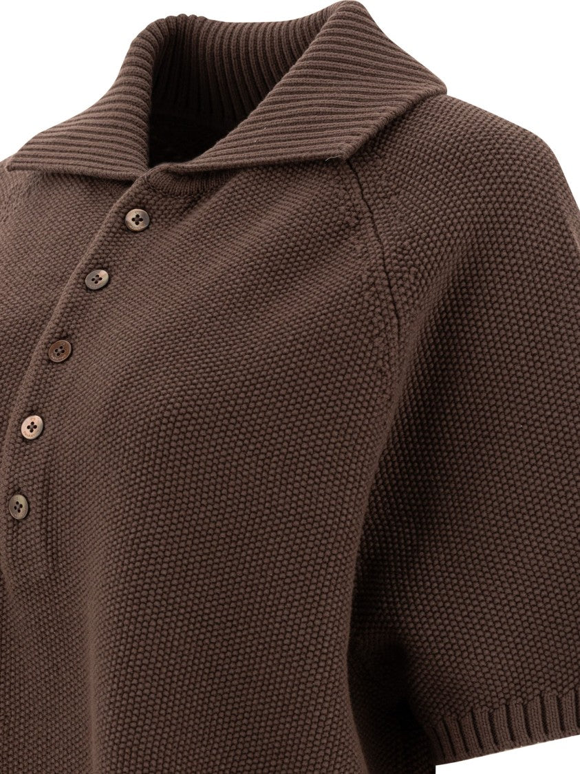 Umarmung Textured Knit Polo Shirt With Structured Collar