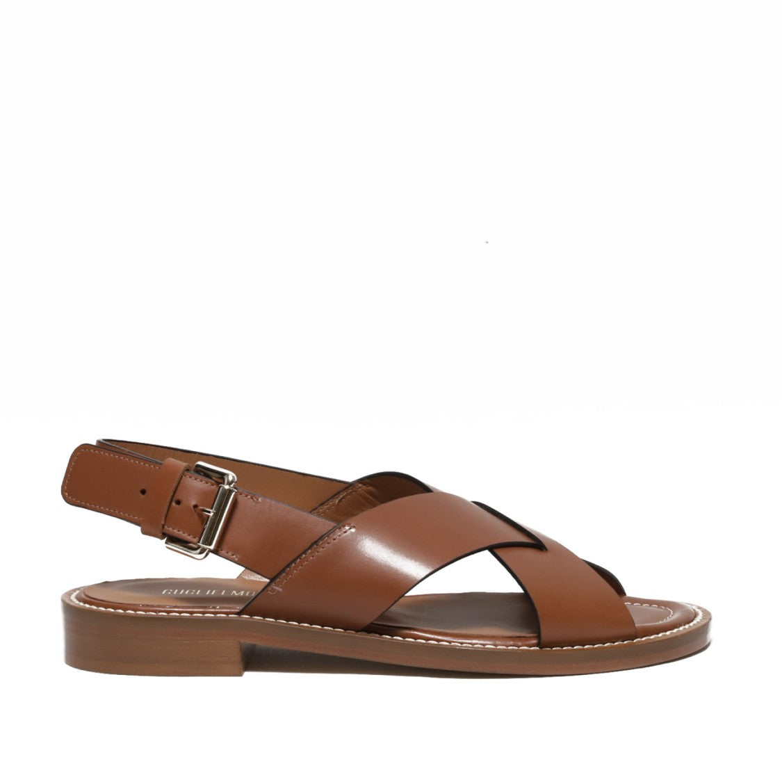 Guglielmo Rotta Crossed Sandal In Raw Cut Leather In Tan Color