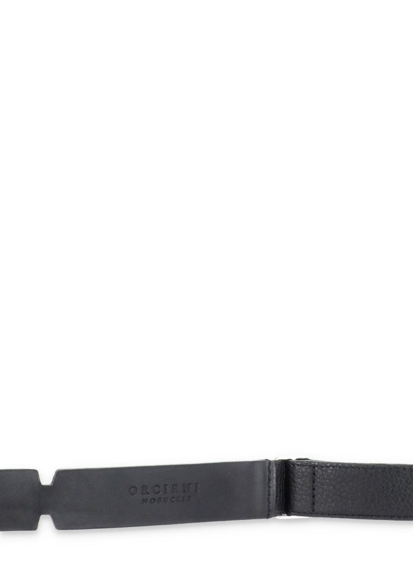 Orciani Micron Pebbled Leather Belt With Sliding Ring Closure