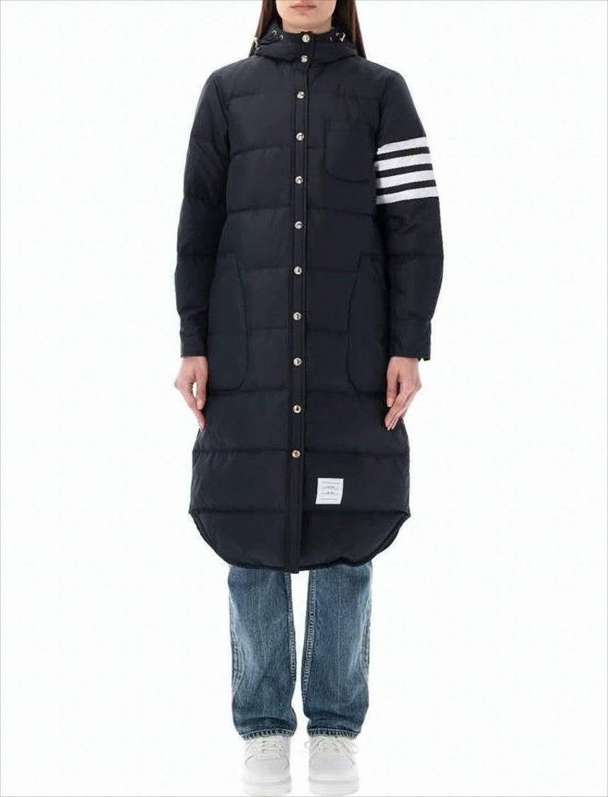 Thom Browne Quilted Hooded Down Coat With Gold-Tone Buttons