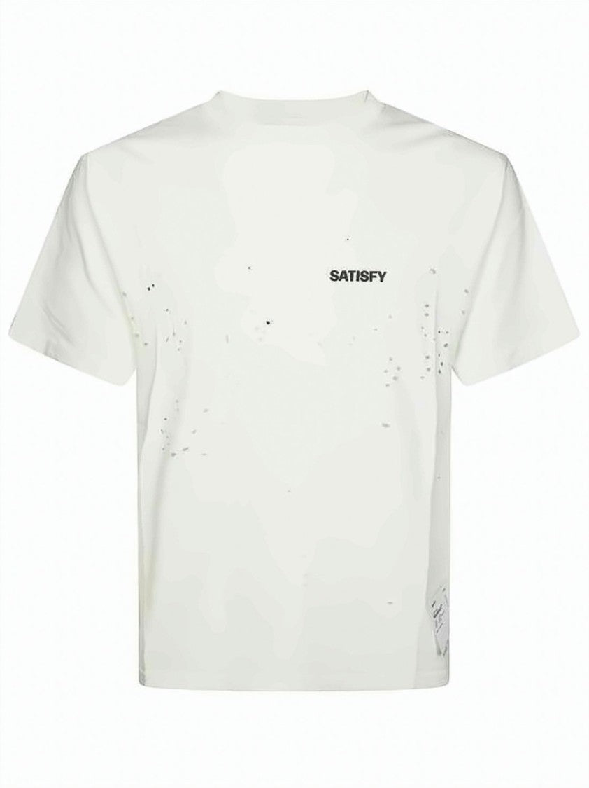 Satisfy Slightly Cropped Organic Cotton T-Shirt With Distressed Design