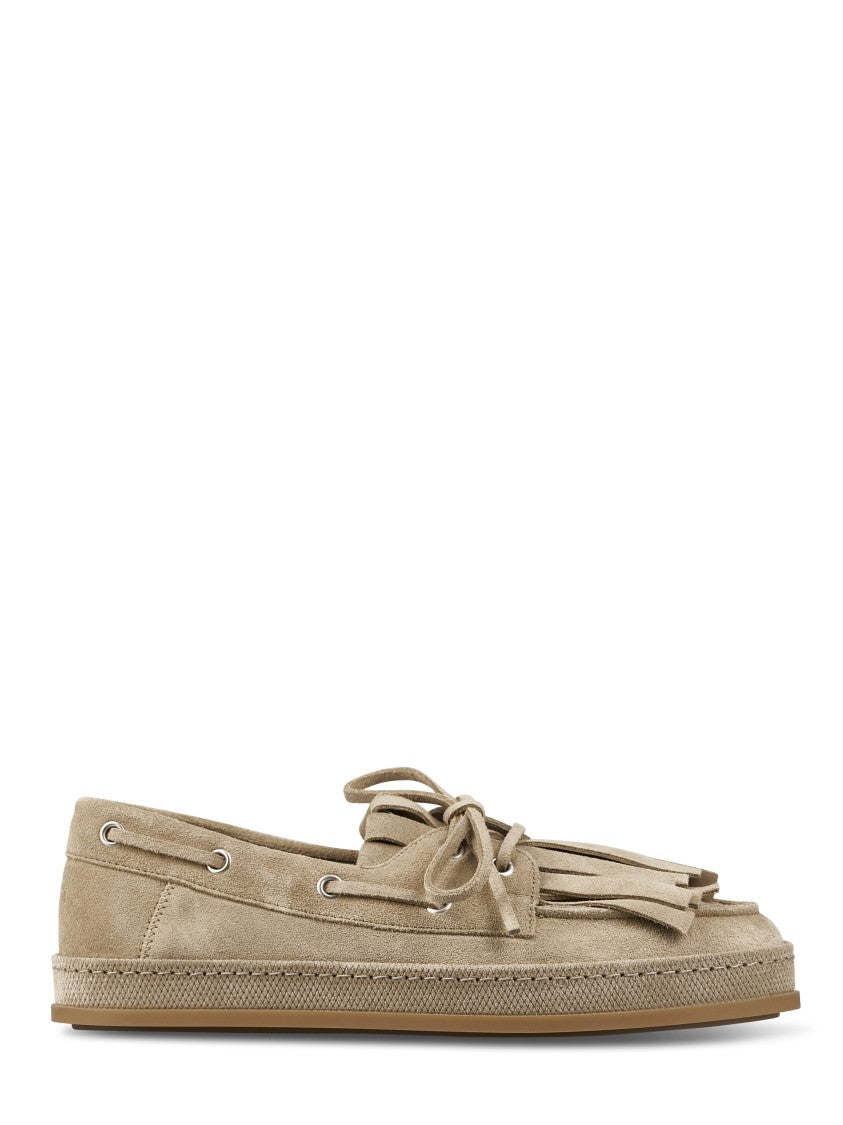 Hogan Refined Suede Flat Shoes With Lace-Through Detail