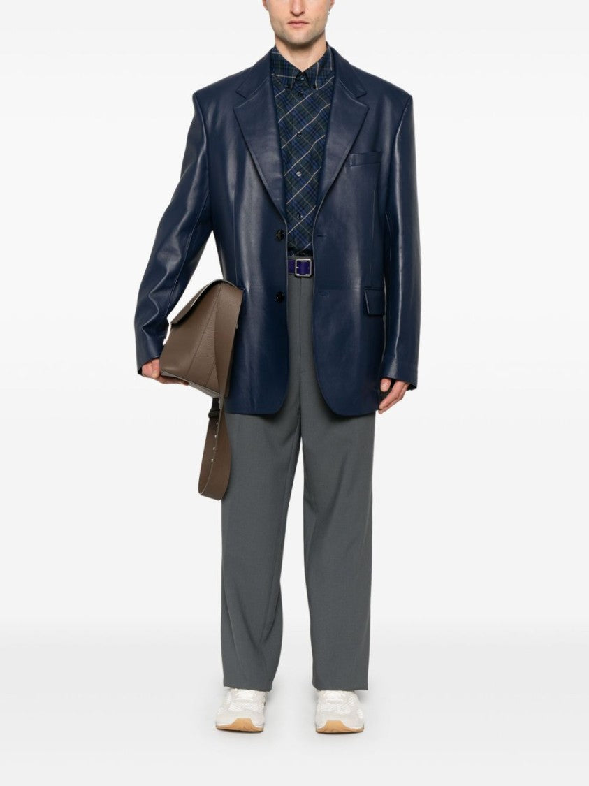 Burberry Classic Plaid Long-Sleeved Shirt In Blue