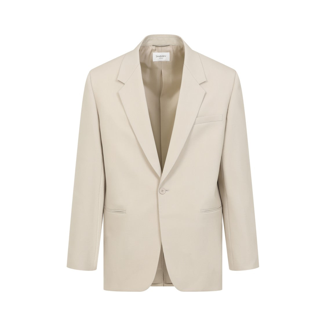 Saint Laurent Beige Wool Jacket With Notched Collar