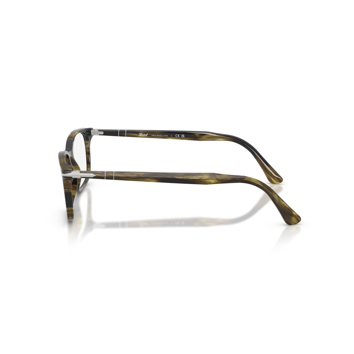 Persol 0Po3189v Rectangular Tortoiseshell Eyeglasses With Silver Accent