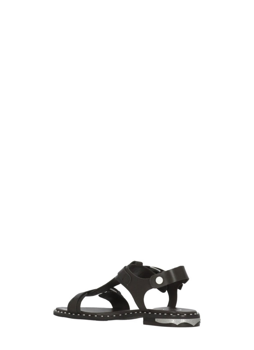 Ash Brown Piper Studded Leather Sandals
