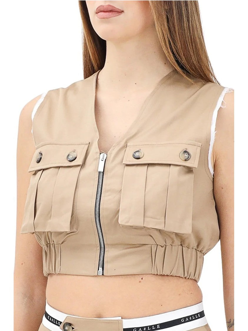 Gaëlle Beige Cotton Elastane Vest