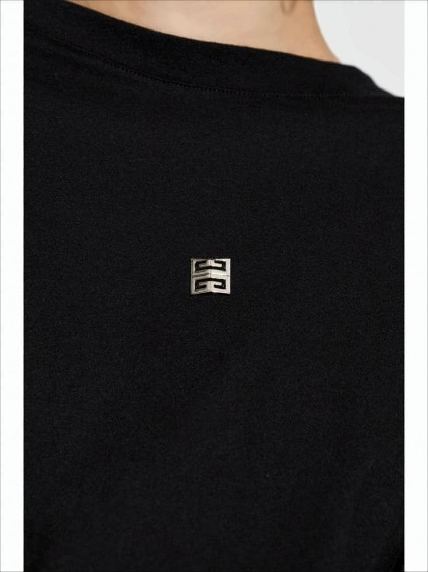 Givenchy Black Short-Sleeve T-Shirt With Asymmetrical Hem And Metallic Logo