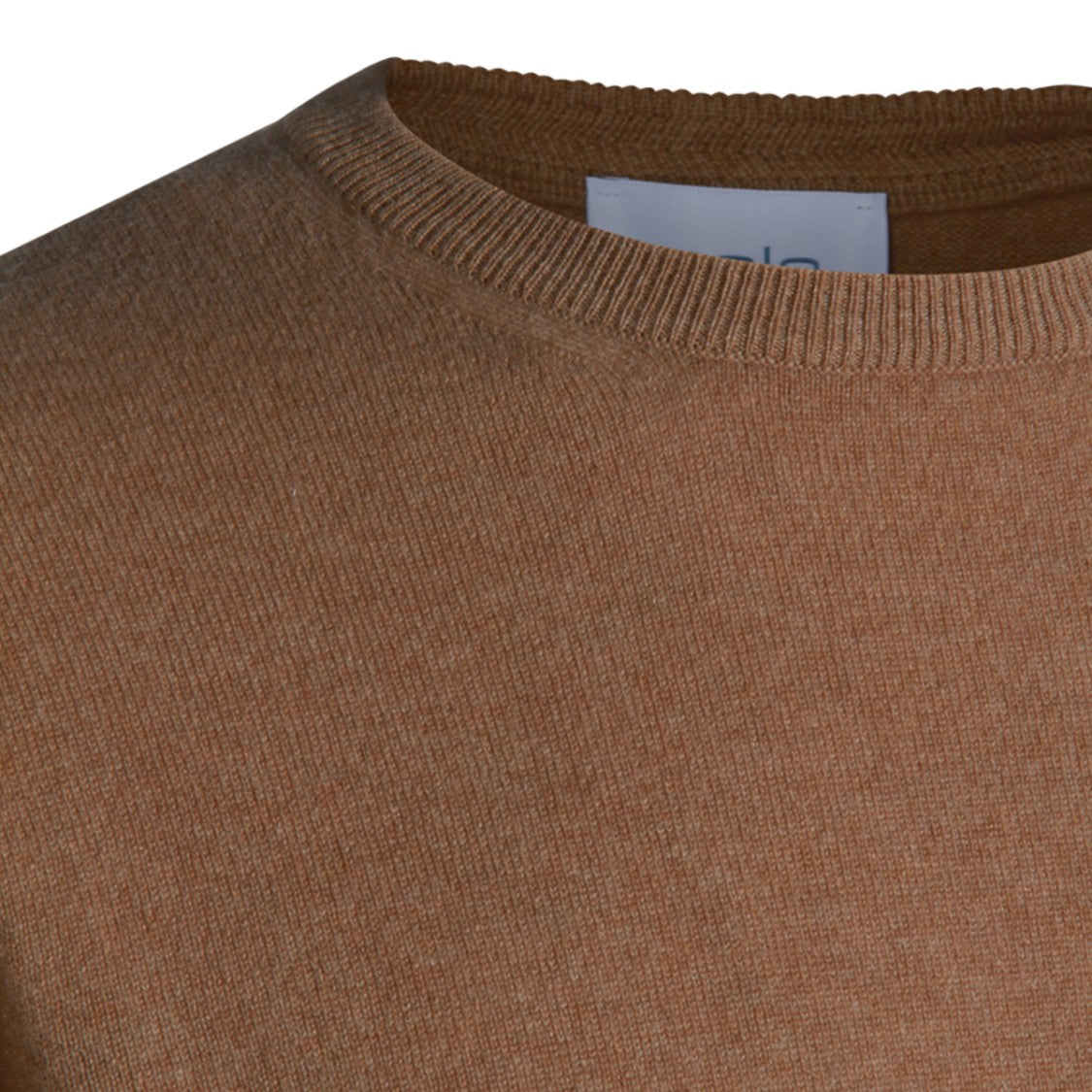 Malo Fine-Knit Brown Sweater With Classic Crew Neckline