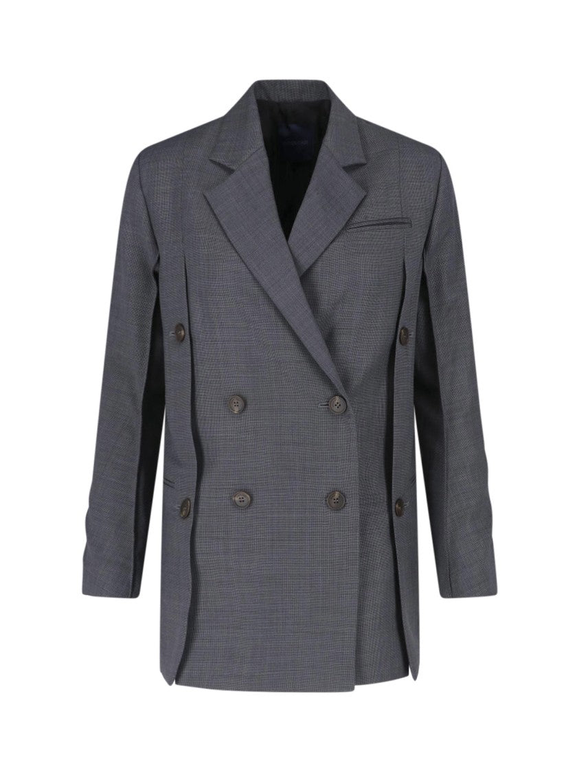 Eudon Choi Grey Beatrice Double-Breasted Wool Blazer