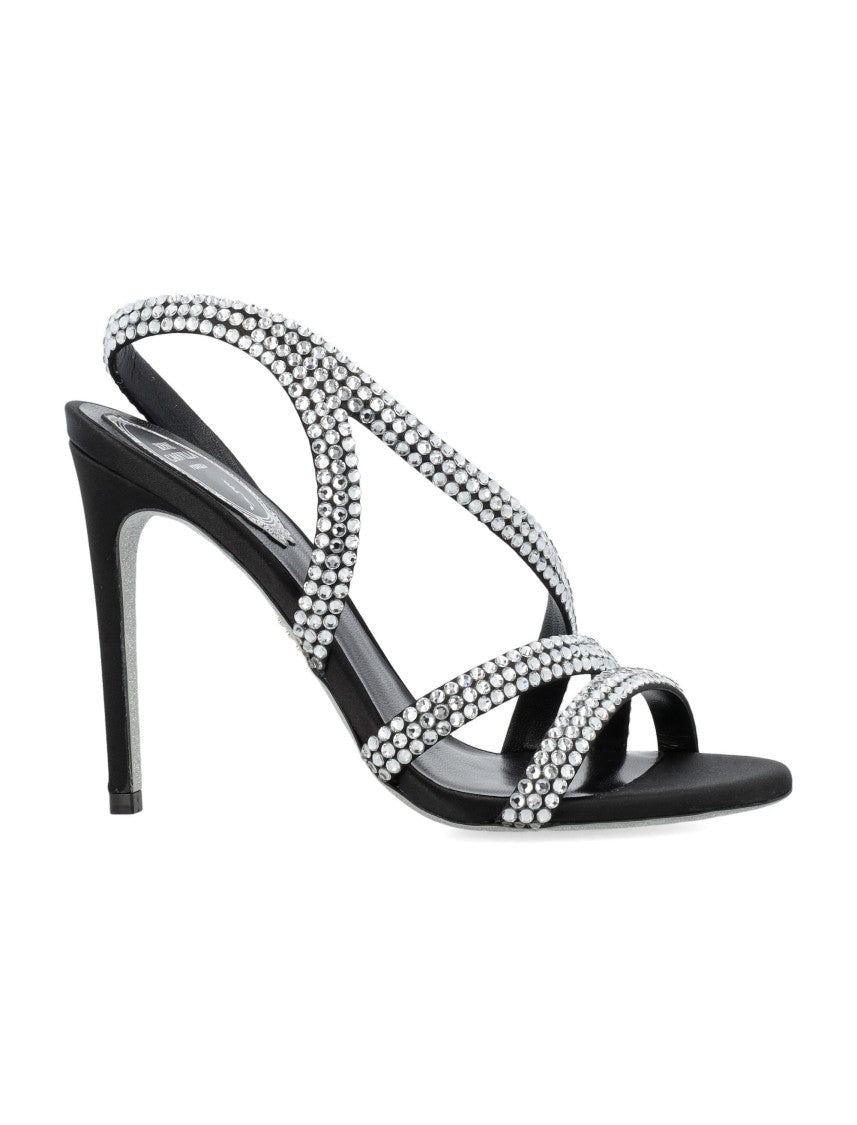 René Caovilla Crystal-Embellished Satin Sandals