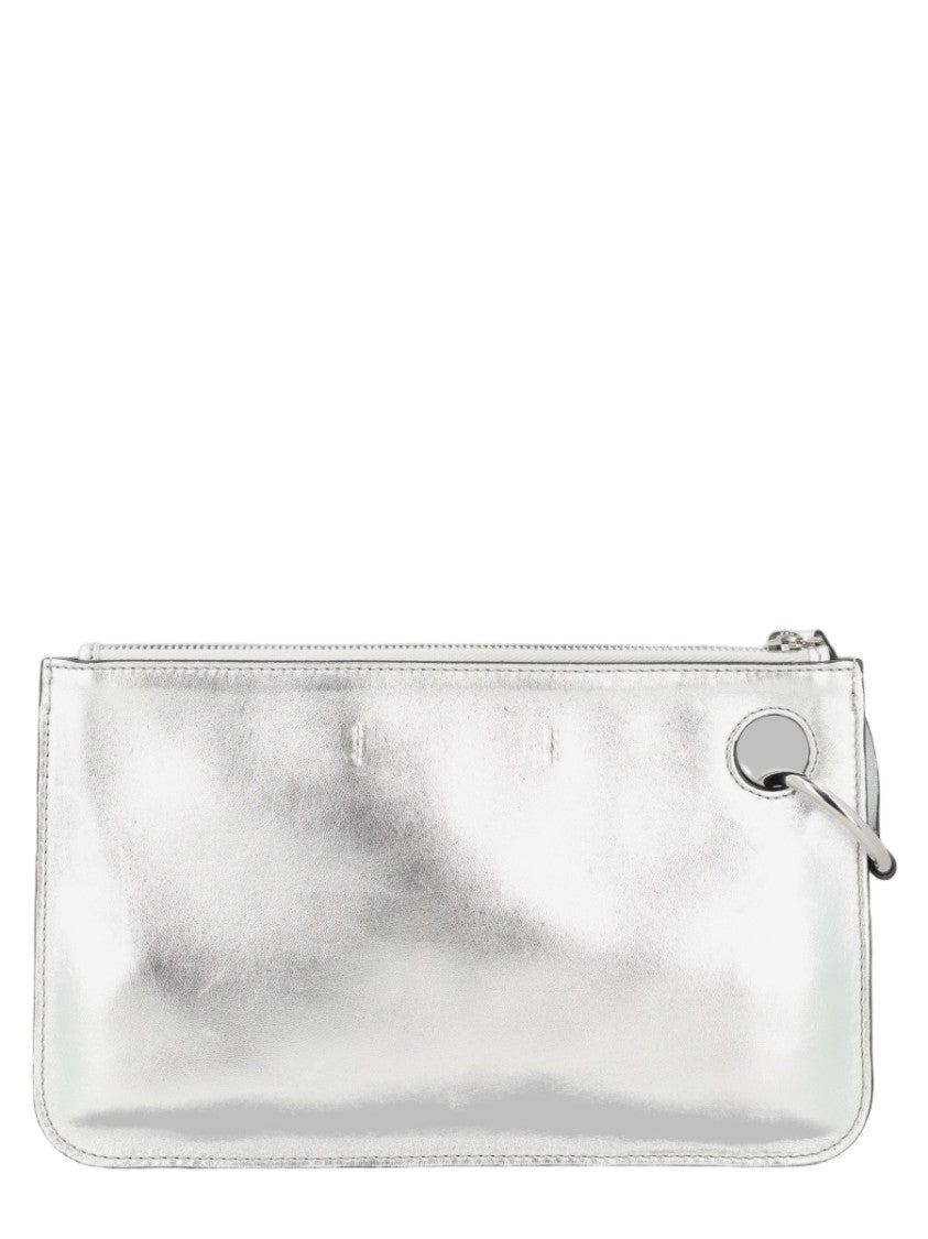 J. W. Anderson Rectangular Metallic Silver Pouch With Eyelet Detail