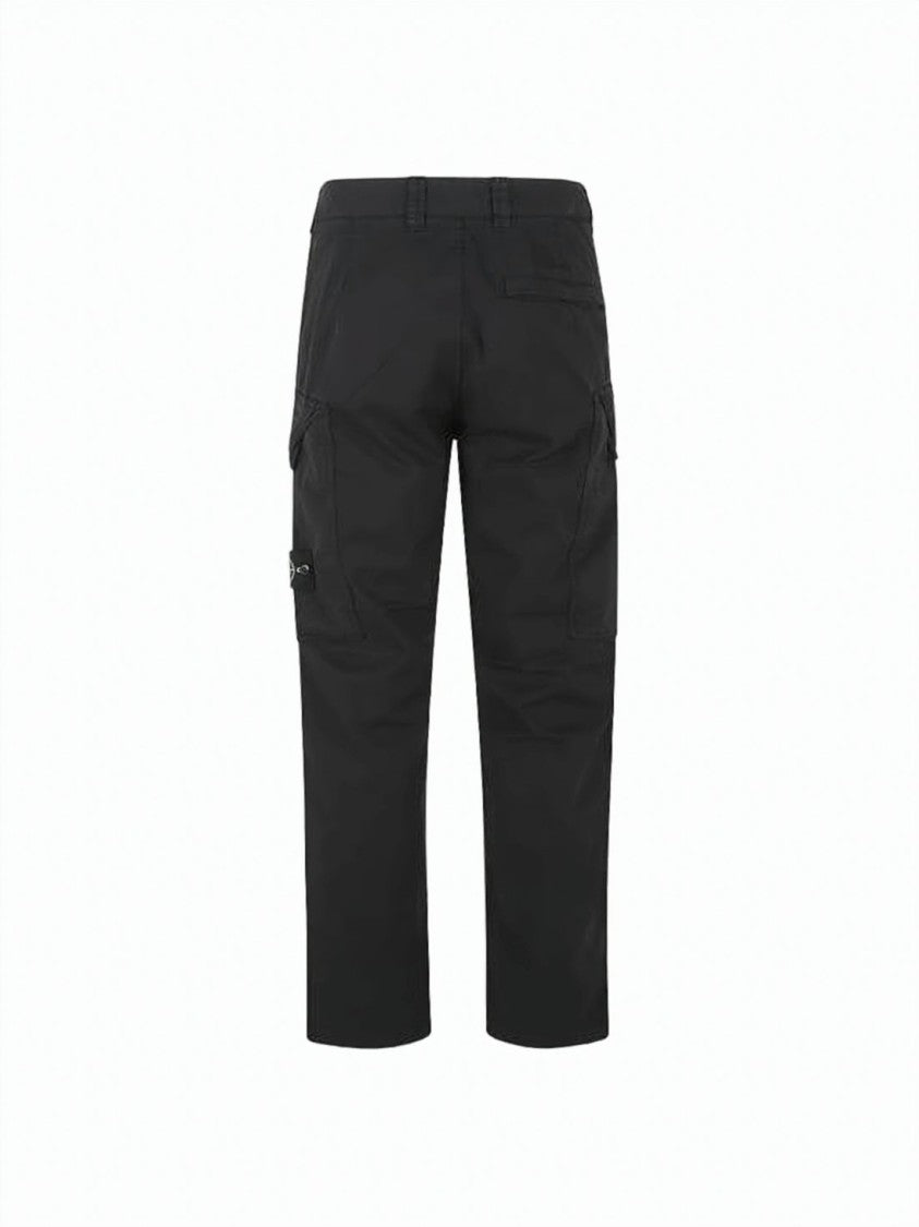 Stone Island Structured Black Straight Pants With Utility Pockets
