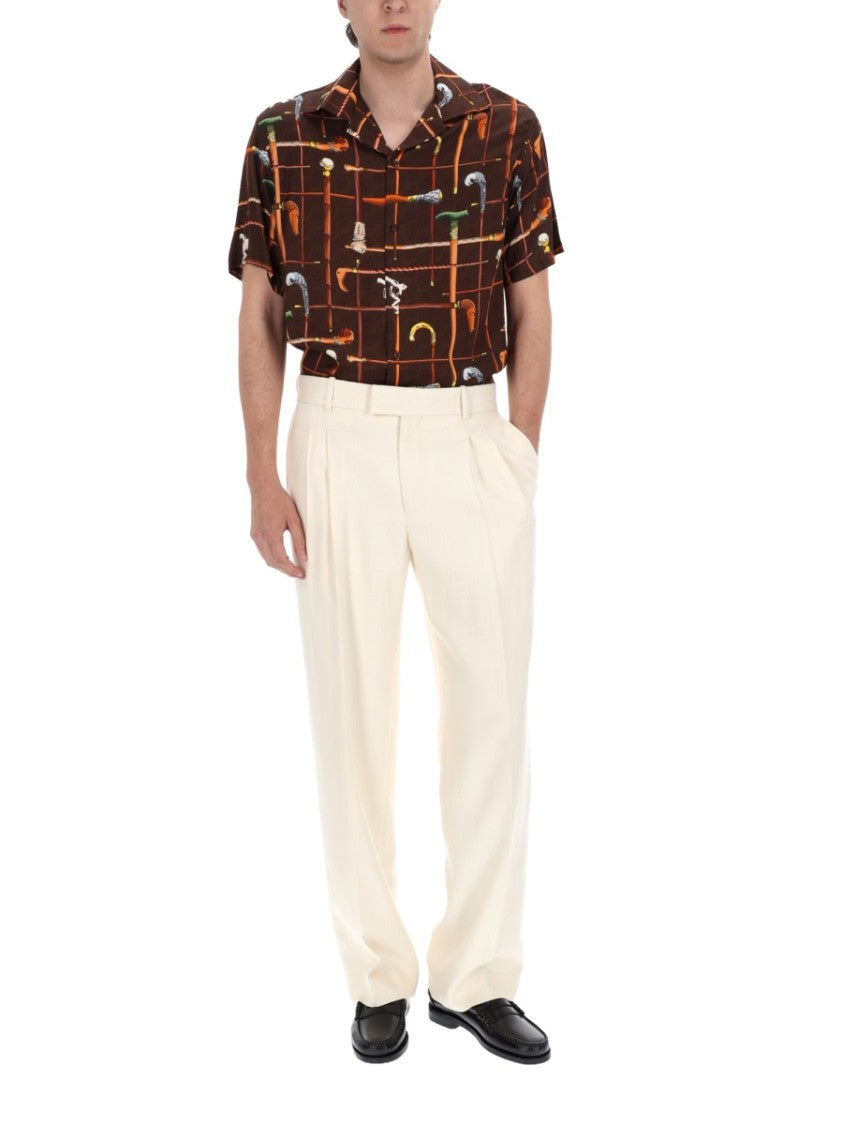 Drôle De Monsieur Dark Brown Walking Stick Print Shirt