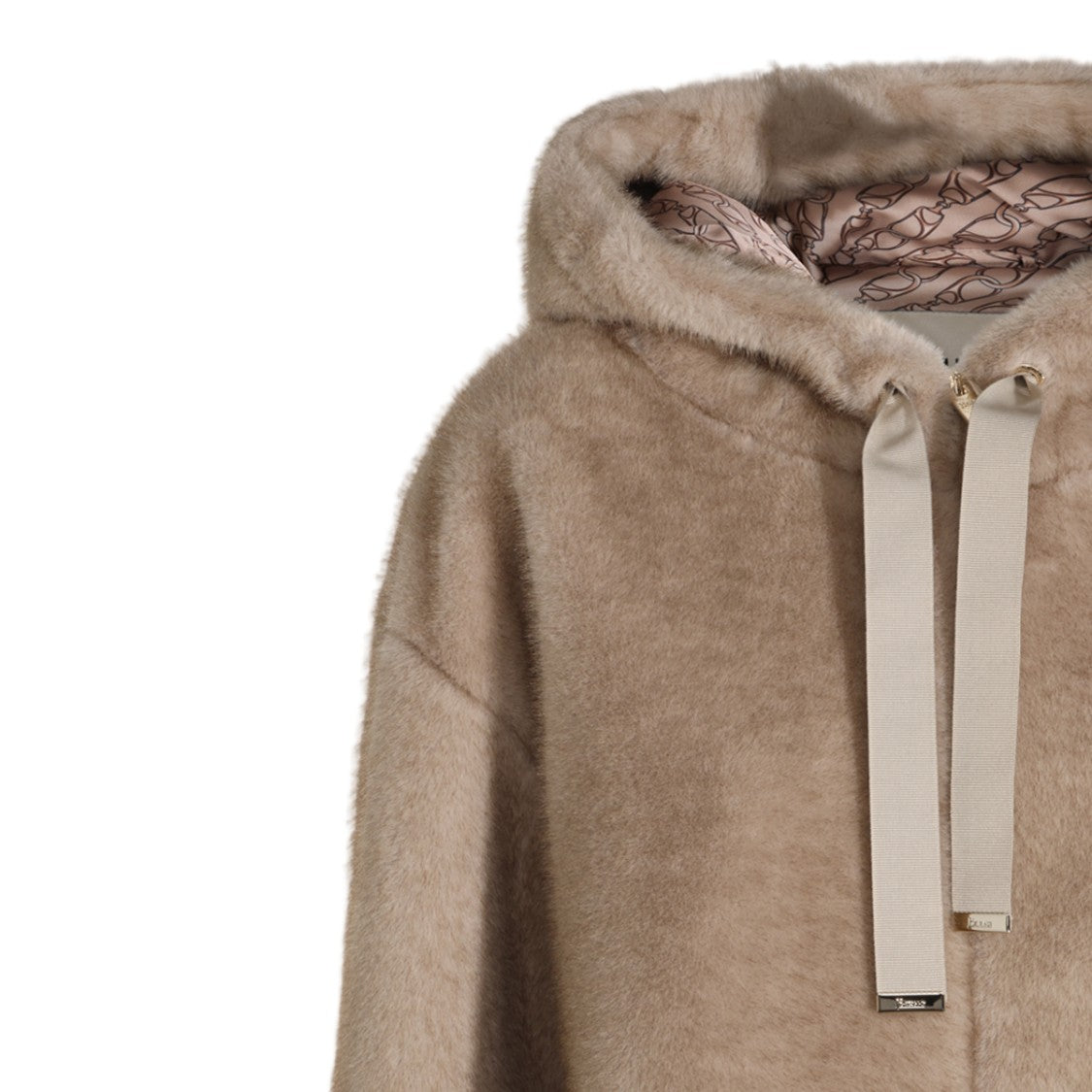 Herno Short Hooded Coat With Plush Texture