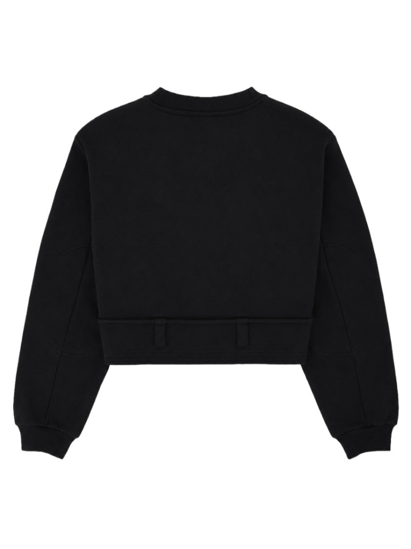 Dries Van Noten Cropped Drawstring Hem Cotton Sweatshirt