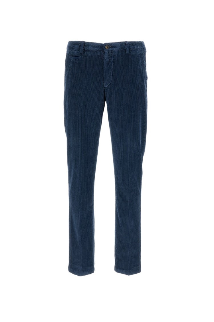 Briglia 1949 Blue Cotton Corduroy Slim Straight-Leg Pants