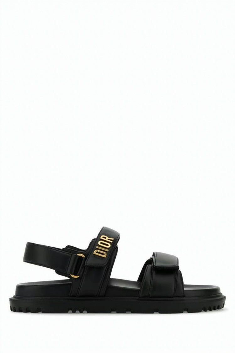 Dior Lambskin Sandal With Gold-Tone Detailing
