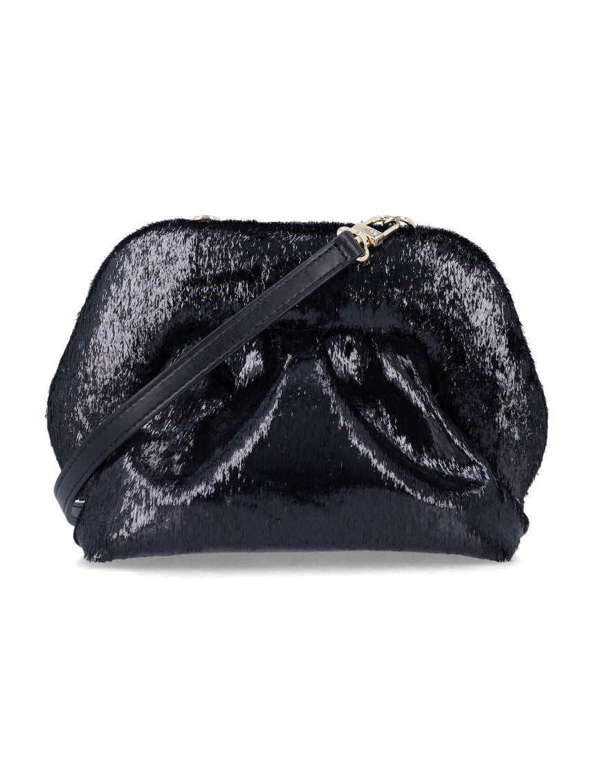 Themoirè Black Bios Small Gathered Leather Clutch