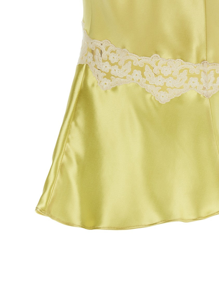 Alberta Ferretti Satin And Lace Top