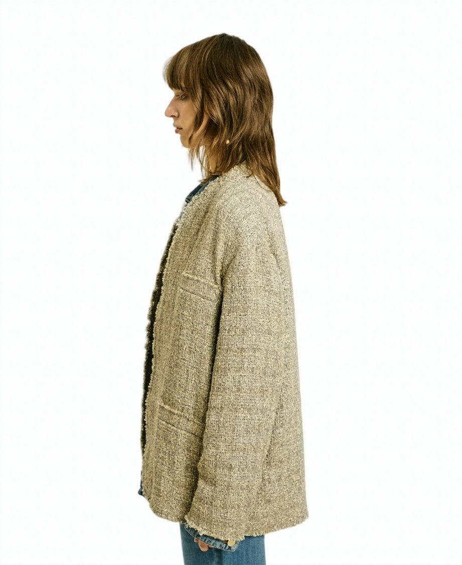 Momonì Fringed Lurex Caban Short Coat