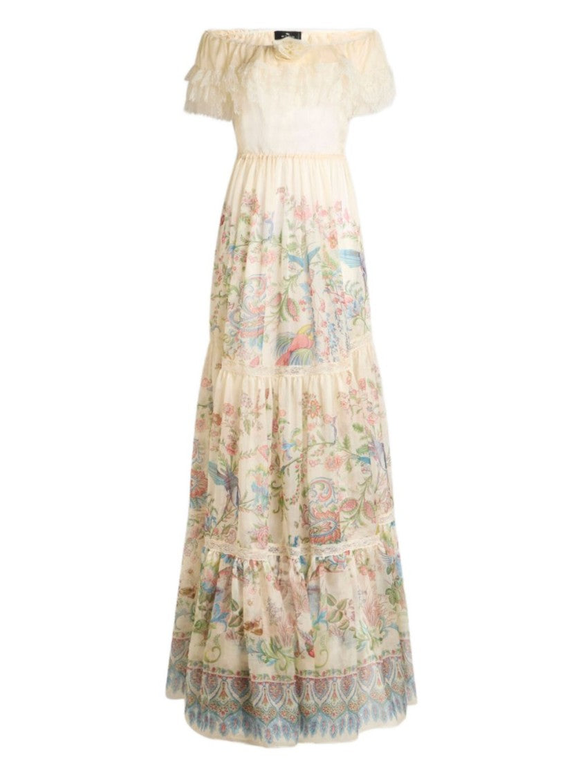 Etro Off-The-Shoulder Maxi Dress With 3D Floral Detail