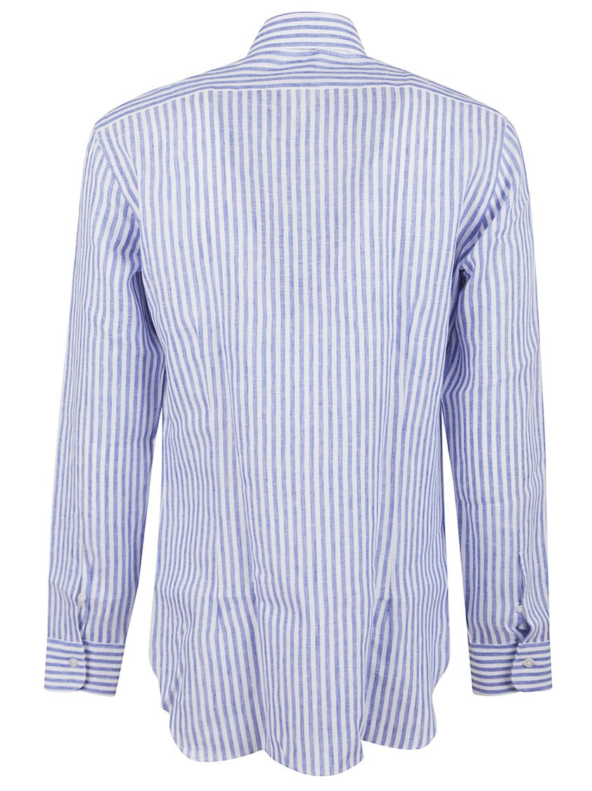 Buonamassa Timeless Striped Pure Linen Shirt With Classic Collar