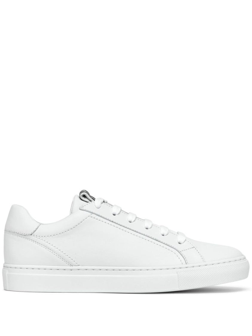Brunello Cucinelli Signature Monili White Calf Leather Sneakers