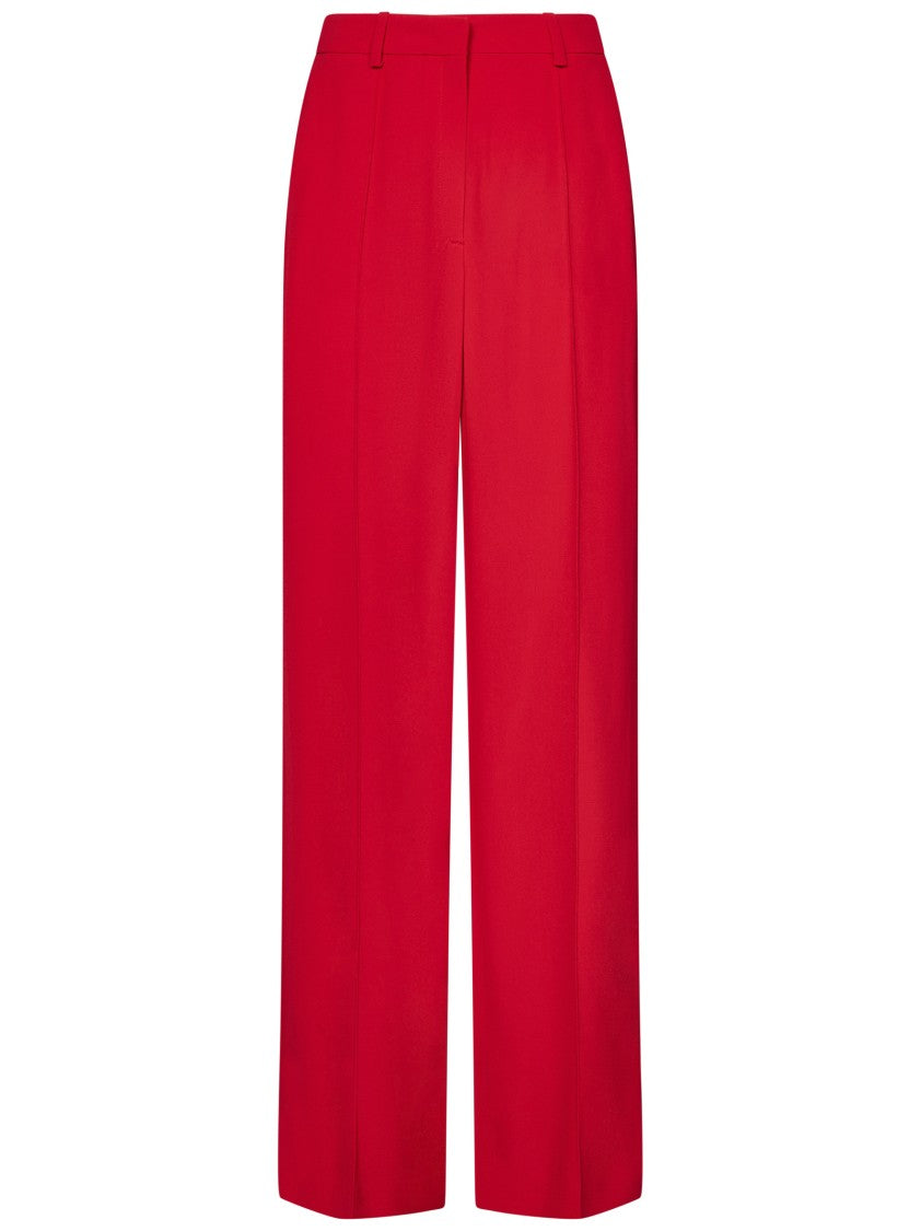 Balmain Straight Red Viscose Crepe Tailored Trousers