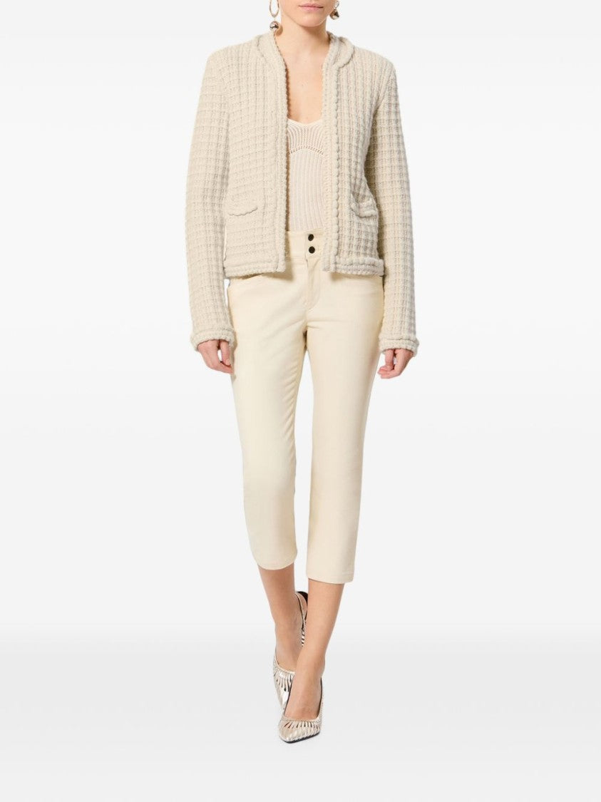 Isabel Marant Hortense Textured Waffle Knit Picot Trim Cardigan