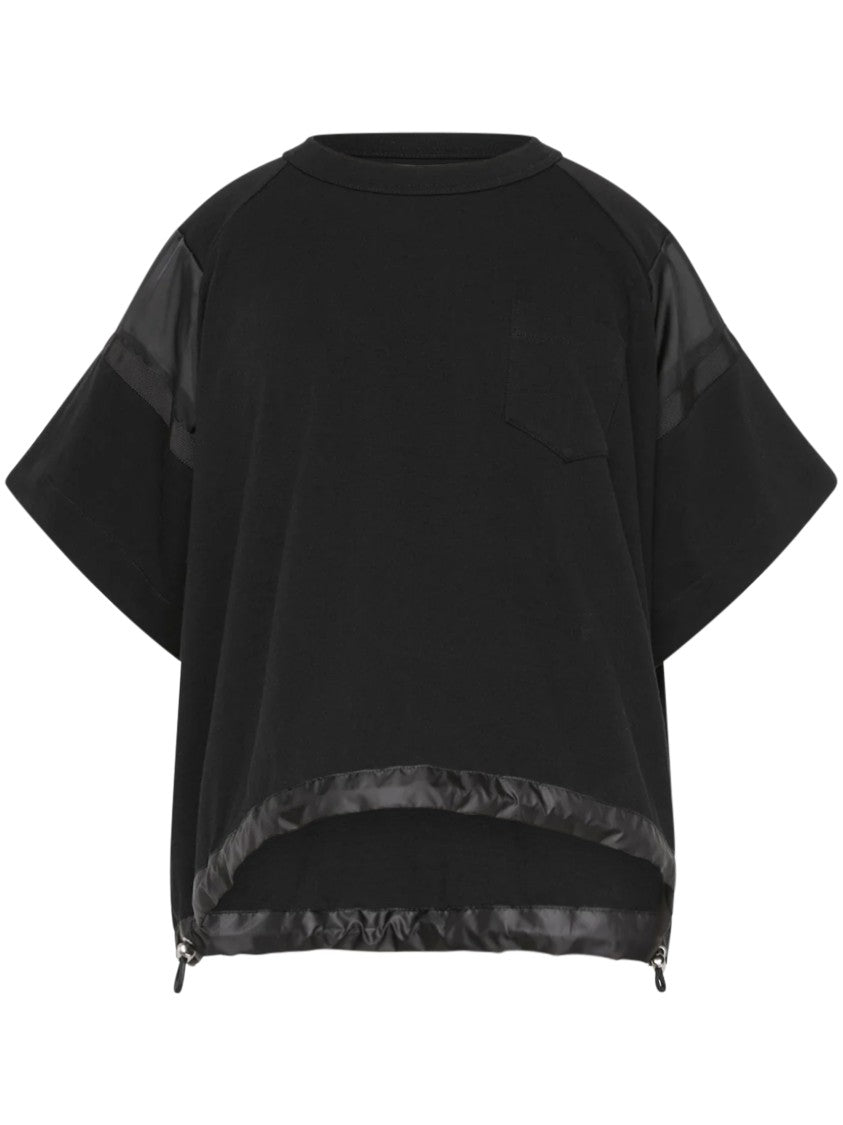Sacai Classic Black Cotton T-Shirts And Polos Collection