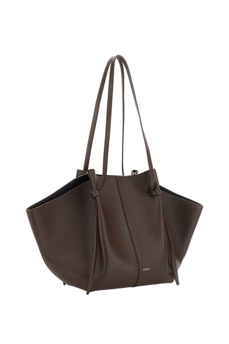 Yuzefi Spacious Pebbled Leather Tote With Adjustable Handles