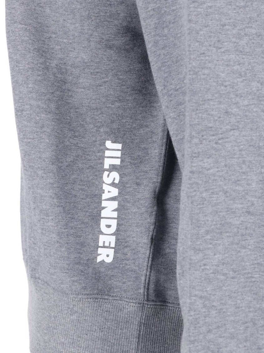 Jil Sander Relaxed Fit Grey Hooded Sweatshirt With Drawstring