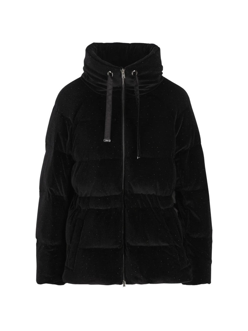 Herno Black Piumino Funnel Neck Padded Canvas Down Jacket