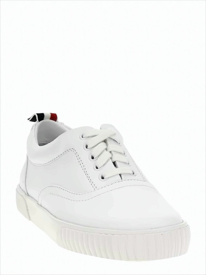 Thom Browne Low-Top Calf Leather Sneakers With Tricolor Pull Tab