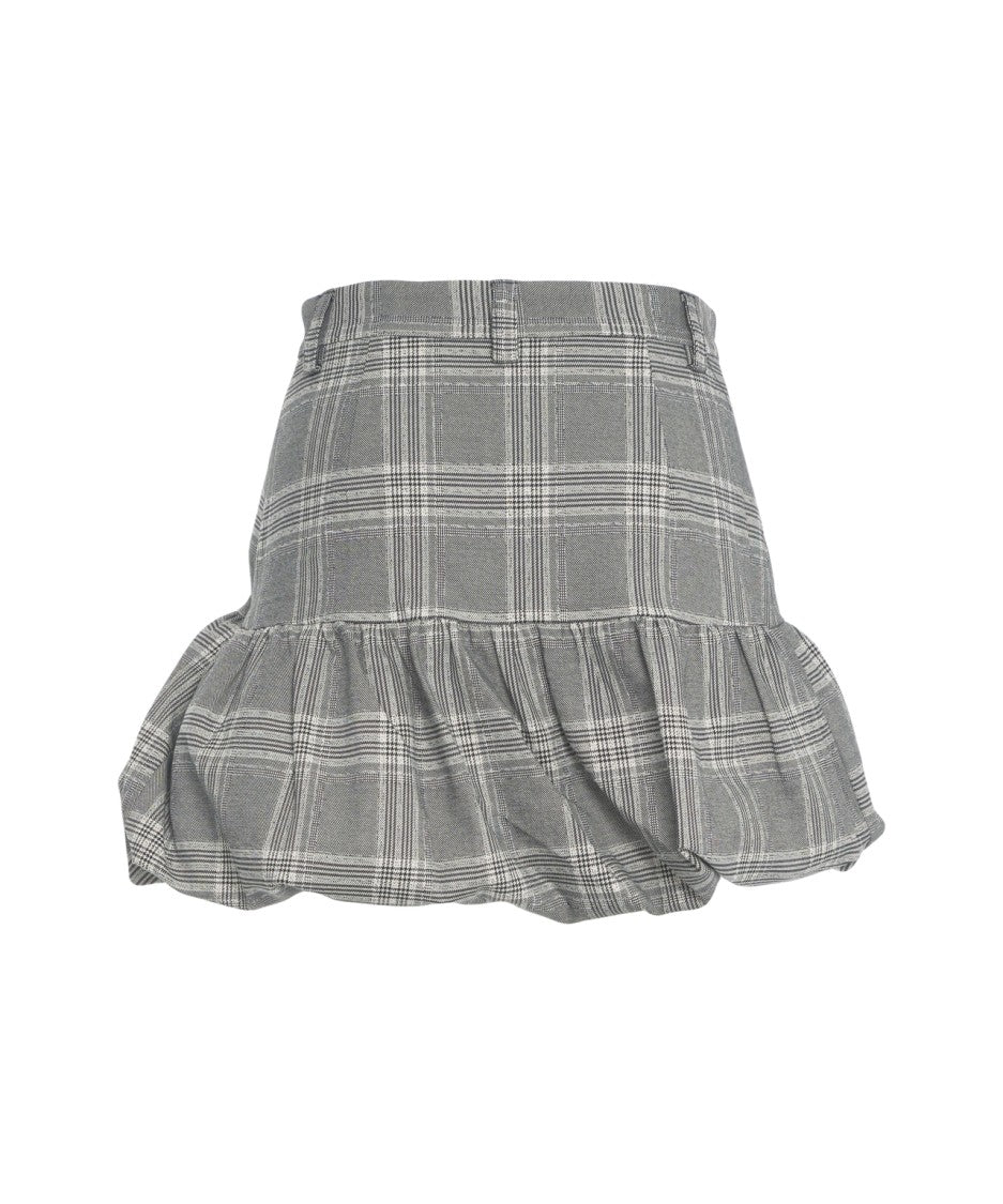 Baum Und Pferdgarten Ruffled Plaid Mini Skirt With Fitted Waist And Playful Hem